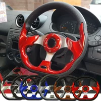 Universal 13" 320mm Racing Sports Car Steering Wheel with Horn Button Carbon Fiber
