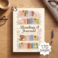A5 Reading Journal, 170 Pages, with Reading Log & 52 Book Review Templates, Book Lovers to Record Book Quotes & Reflections