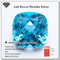 Lab Grown Paraiba Gemstone Cushion Cut Neon Blue Synthetic Tourmaline Loose For Jewelry Setting&Custom Selectable Report