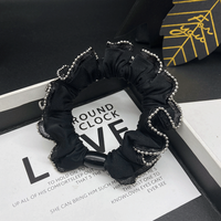 Elegant black beaded edge small hair band, vintage and elegant, elastic hair tie, rubber band for tying hair