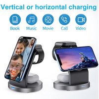 3 In 1 Wireless Charger Stand For iPhone 17 16 15 14 13 12 Pro Max iWatch AirPods Station for MagSafe Fast Charging Station