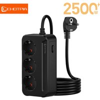 2500W EU Plug AC Outlet Wall Power Strip Multitap Extension Cord 1.8M Electrical Socket Home Office Network Filter Adapter