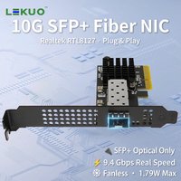 Lekuo 10G PCIe Network Card RTL8127 10 Gigabit SFP+ Fiber NIC Adapter for Server Workstation Linux Windows Low Profile
