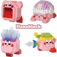 Genuine Nanoblock Kirby Sleep Ice Sword Building Blocks Kawaii Cute Pink Figure Micro Brick Ability Models Cute Collectible Toy
