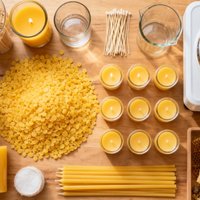 300g Yellow and White Beeswax Pellets, Suitable for Handmade Candle Making, DIY Craft Wax Molding Material