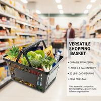 12 Pcs Durable Stackable Plastic Shopping Baskets 28L Large Capacity Grocery Storage Bins with Ergonomic Handles for Supermarket Retail Home Organization