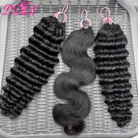 Deep Wave Crochet Hair Extensions Kinky Curly Crochet Human Hair Knotless Pre-Separated Crochet Feather Hair Extensions