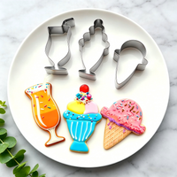 Cookie Cutter Set, Food Grade Stainless Steel Summer Ice Cream Mold, Non Stick Baking Tool for Home Kitchen Summer Holiday Desse