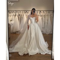 Tokyo Customized White Sweetheart Necklink Wedding Dress Sleeveless A-Line Court Train Bridal Gown Side High Split Wedding Gown