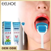 EELHOE Tongue Cleaning Gel with Brush Oral Care Removal Odor Health Fresh Breath Care Dental Hygiene Tools Coating Cleaning Kit