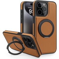 360 Rotating Metal Ring Stand Magnetic Leather Case for IPhone 17 Air 15 14 13 12 11 16 Pro Max Plus 15Pro Magsafe Holder Cover