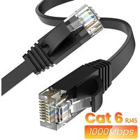 Cat 6 Ethernet RJ45 10Gbps Flat Cable 100 ft Outdoor&Indoor White Solid Patch Cord with Clips for Router, Modem, PS4/5, Xbox