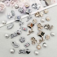 16PCS Golden Silvery Flower Shoe Charms DIY Decorations Bling Butterfly Clog Shoes Buckles Accessories Luxury Heart Shoe Clips