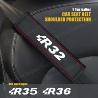 For R32 R35 R36 Emblem Passat Golf 3 4 5 6 7 Polo Leather Car Seat Belt Cushion Safety Belt Shoulder Protector Pad Accessories
