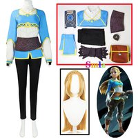 The Legend of Cosplay Anime Prinzessin Cosplay Breath of the Wild Perücke Kostüm Outfit Frau Halloween Kleidung Set