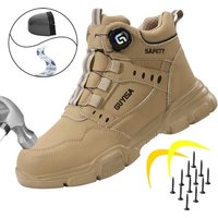 Men's Rotating Button Anti-Smash Anti-puncture Steel toe work Safety Shoes Men Work Boots Protective Women Sneakers Shoes