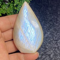 Natural Blue Moonstone Crystal Ornaments Hand Polished Flash Flame Shape Feng Shui Home Decoration