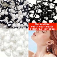 100pcs 8mm Black and White Small Valentine's Day Peach Heart Mixed Color Beads ForJewelry Making Dly Cute Girl Style