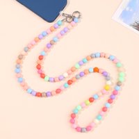 Colorful Bead Chain Pumpkin Bead Chain Plum Blossom Chain Long Oblique Cross Mobile Phone Strap With Transparent Card