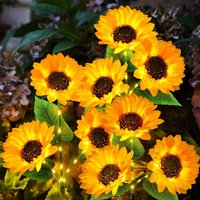 Solar Lights Outdoor Decor - Upgraded,Solar Sunflower Lights,Waterproof Solar Outdoor Lights Auto ON/Off Solar Decorative Lights