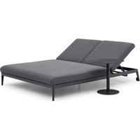Kingmake Modern Aluminum Poolside Sun Lounger Loveseat Sun Beds With Cushion Double Sunbed for Outdoor