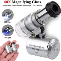 80x/100x Jeweler Eye Loupe with LED UV Light Pocket Magnifying Glass Jeweler Magnifier Adjustable Focus Mini Microscope for Coin