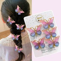 5pcs colorful gradient butterfly hair clip for girls, sweet and super fairy three-dimensional girl headwear, cute clip