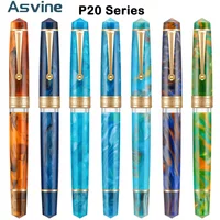 Asvine P20 Piston Fountain Pen M/F/EF Nib Galaxy Acrylic Patterns Golden Clip Smooth Writing Office School Supplies Stationery