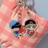 2pcs/set Go For It, Nakamura-kun!! Acrylic Keychain Q-Version Nakamura Hirose Anime Keyring Backpack Pendant Cosplay Accessories