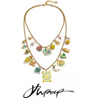 Yhpup 2026 Exclusive Stainless Steel Flower Fish Star Heart Drop Charm Stacking Necklace Double-Layer Chain Fashion Jewelry