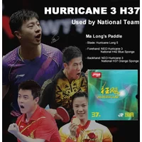 DHS-Hurricane 3 H37 Table Tennis Rubber, National Ping Pong Rubber, Blue and Orange Sponge, Professional for Backhand
