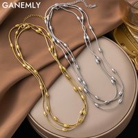 EILIECK 316L Stainless Steel Gold Silver Color Multi Layers Necklace For Women Fashion Waterproof Neck Chain Jewelry Gift Bijoux