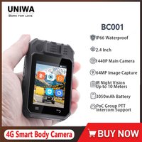 UNIWA BC001 2.4 Inch Touch Screen Octa Core Android Smart IP66 IR Night Vision Body Camera with PTT Wearable Portable Screen