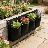 Black Felt Wall Mount Plant Growing Bag, Non-Woven Fabric Hanging Planter for Multi-Scenario Greening