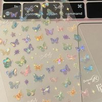 Small Card Decorative Sticker Butterfly Wing Flowing Laser Sticker Advanced Relief Sticker Colorful Butterfly Fairy Sticker