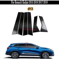 Complete 6Pcs Silver Carbon & Glossy Black B & C Pillar Cover Set For Renault Kadjar 2015-2018 Full Protective Exterior Upgrade