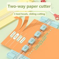 1PC 4-in-1 bidirectional paper cutter, manual paper cutter with 4 knife heads, suitable for office, school and home use