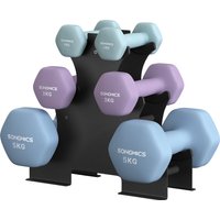 SONGMICS Kurzhantel Set, 2x1kg, 2x3kg, 2x5kg, Hanteln mit Hantelständer, Beschichtung