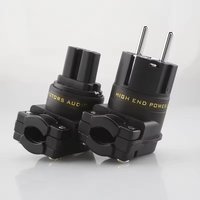 New 24K SCHUKO Mains Right Angle Male Plug to IEC C13 Female Socket HIFI Power Connector