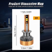 2PCS Car Headlight Bulbs H1 Single Beam Super Brightness 6000K White Headlamp Turbo Cooling Fan 4 Copper Tube Auto Light 20000LM