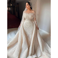 Customized Long Sleeve Wedding Gown Beaded Mermaid Bride Dresses For Women Luxury Sequins Wedding Dress Vestidos De Novia
