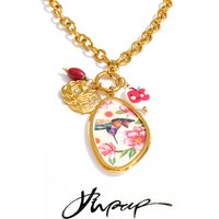 Yhpup 60+5cm Stainless Steel Resin Printing Flower Chest Pendant Necklace 2026 Spring Summer Statement Long Trendy Jewelry Gift