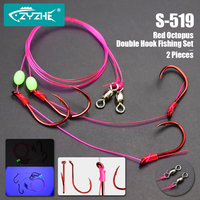 ZYZHE 2pcs/Bag Snapper Rigs Fishing Stinger Rigs 2/0# 3/0# 4/0# with Double Red Octopus Hooks Live Bait Rigs String Hooks
