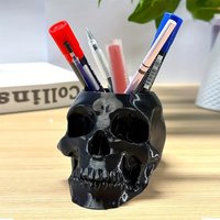1 Piece of Gothic Black Skull Pen Holder, Makeup Brush Holder, Multifunctional Desktop Organizer, Suitable for Home Office