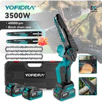 YOFIDRA 8 Zoll Bürstenlose Elektrische Kettensäge Kabellos Wiederaufladbar Garten-Holzbearbeitungs-Schneidwerkzeug für Makita Akku