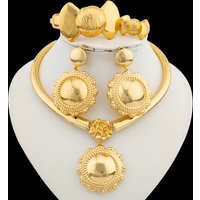Romantic Jewelry Sets for Dubai Women Necklace Earrings Bangle Ring Bridal Party Elegant Jewellery Gift