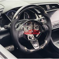 Gold-plated forged carbon fiber LED steering wheel for Fiat Ducato For Abarth 500, custom sport racing style.