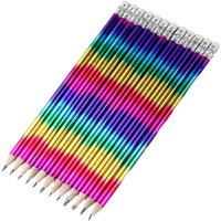 12PCS Kawaii Rainbow Wooden Pencil with eraser gift pencil sharpener Kids HB Pencils Sketch Drawing School Stationery Supplies