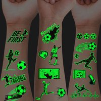 10 Pieces of Glow-In-The-Dark Football Tattoo Stickers, Football Game Cheerleading Face Stickers, World-Class Football Game Fan Face Stickers, Football Party Decorations, Perfect for Birthday Parties,