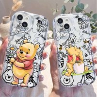 Winnie the Pooh Cute Cover For Apple iPhone 16E 16 15 14 13 12 mini 11 8 7 Pro Max Plus Cream Pattern Soft Phone Case